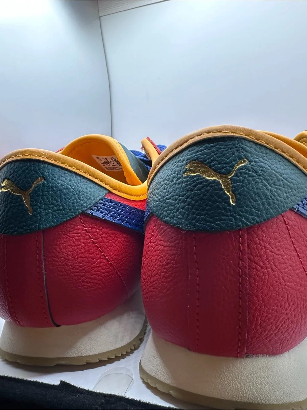 Puma Kids Red Sneakers with Blue Accents